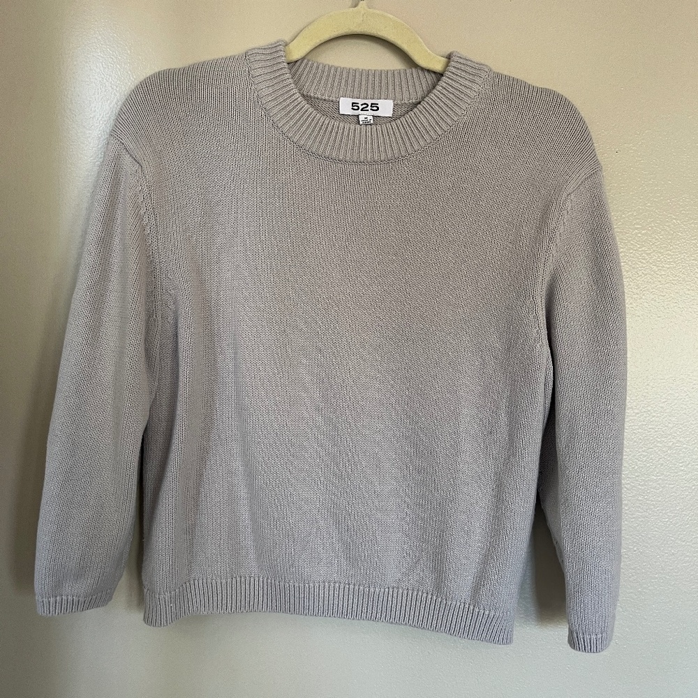 525 AMERICA Cropped Grey Knitted Sweater with Sleeve Detail Size M